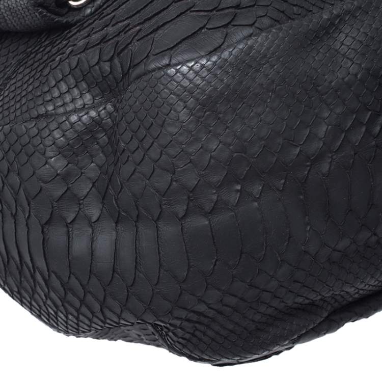 مملوكة مسبقًا Jimmy Choo Black Python Boho Biker Chain Shoulder Bag