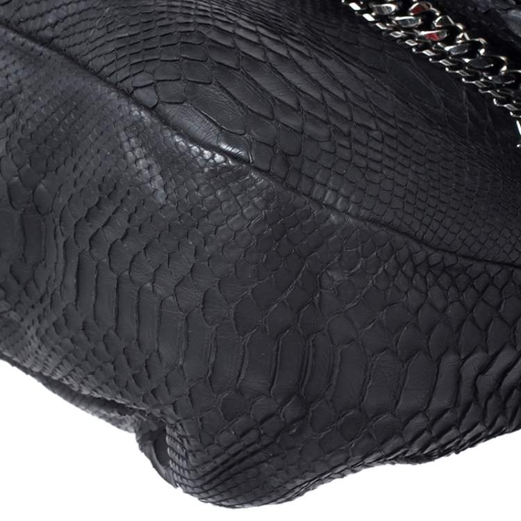 مملوكة مسبقًا Jimmy Choo Black Python Boho Biker Chain Shoulder Bag