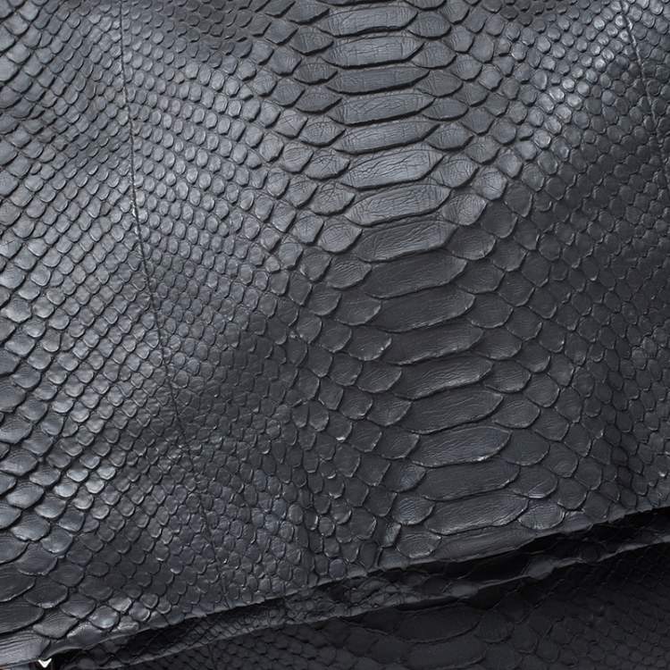 مملوكة مسبقًا Jimmy Choo Black Python Boho Biker Chain Shoulder Bag