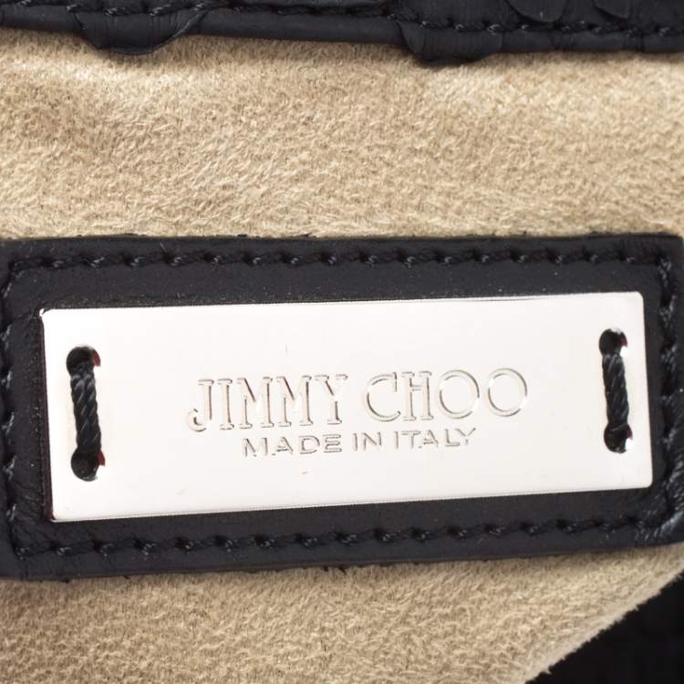 مملوكة مسبقًا Jimmy Choo Black Python Boho Biker Chain Shoulder Bag