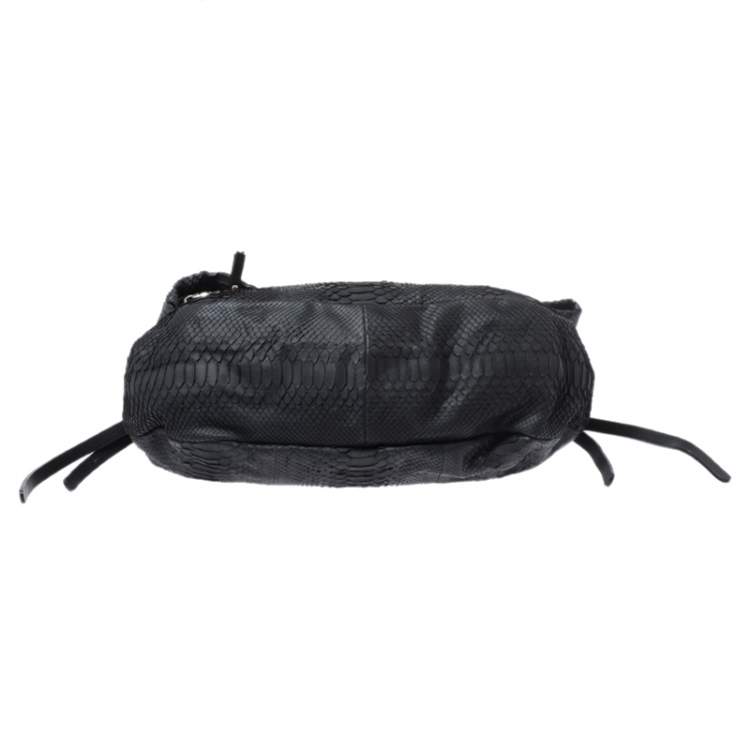 مملوكة مسبقًا Jimmy Choo Black Python Boho Biker Chain Shoulder Bag
