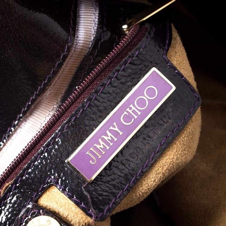 مملوكة مسبقًا Jimmy Choo Burgundy Patent Leather and Suede Mona Tote