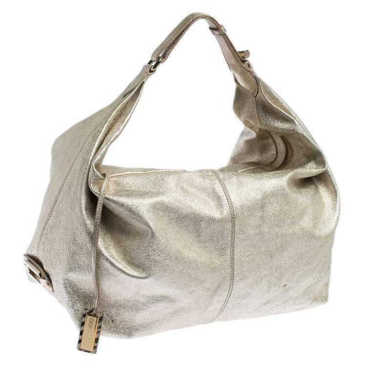 Pre Owned Jimmy Choo Metallic Gold Leather Large Hobo