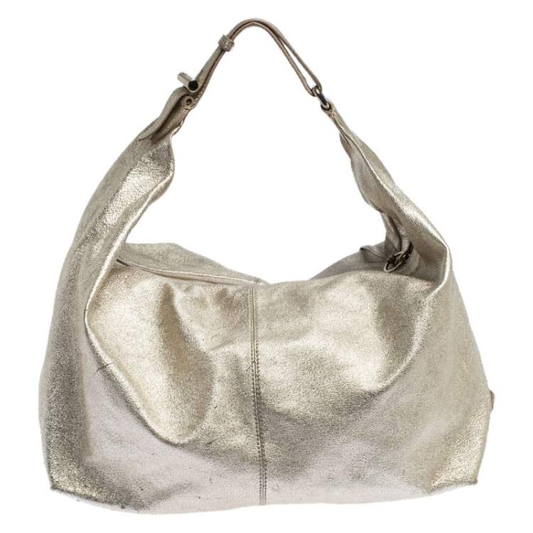Pre Owned Jimmy Choo Metallic Gold Leather Large Hobo
