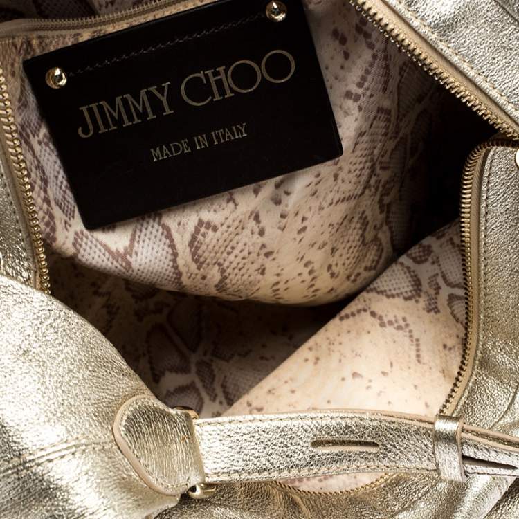 Pre Owned Jimmy Choo Metallic Gold Leather Large Hobo