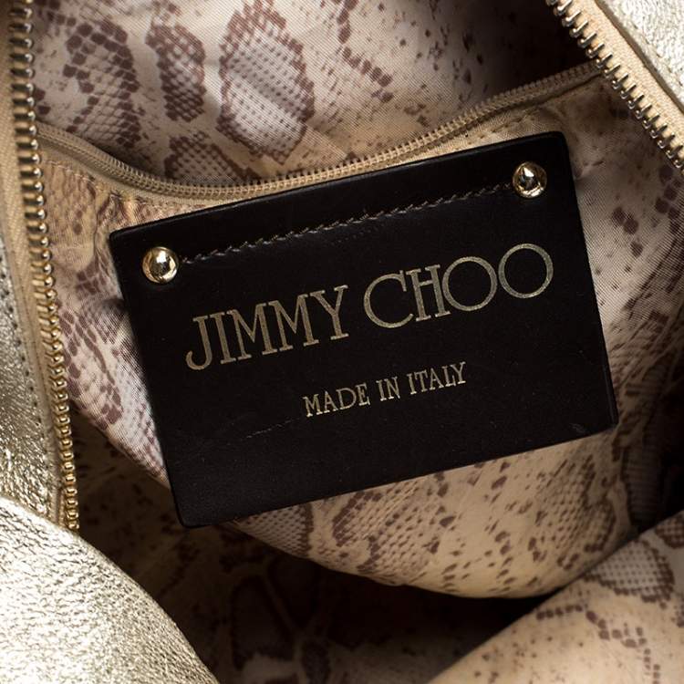 Pre Owned Jimmy Choo Metallic Gold Leather Large Hobo