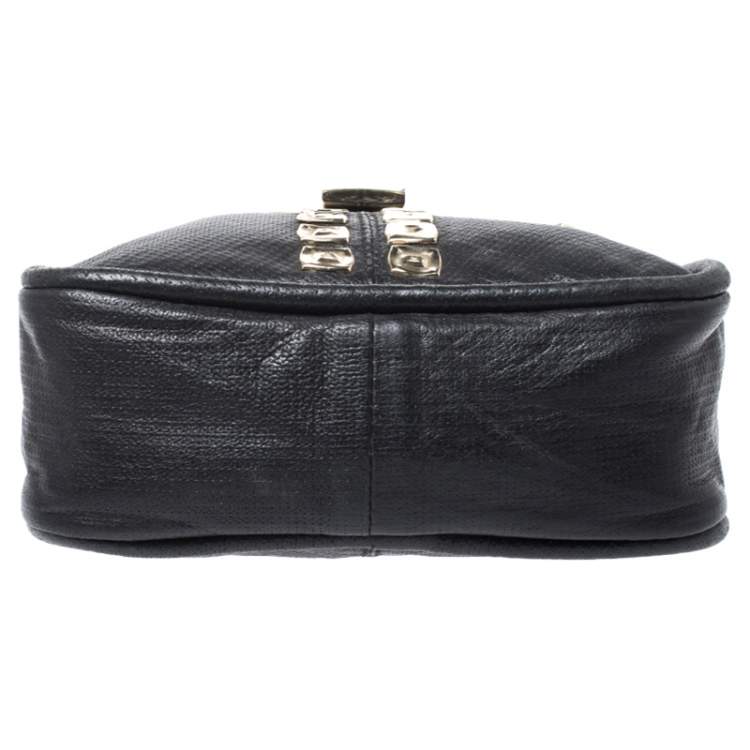 Pre Owned Jimmy Choo Black Leather Studded Crossbody Bag