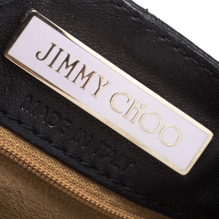 Pre Owned Jimmy Choo Black Leather Studded Crossbody Bag