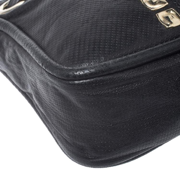 Pre Owned Jimmy Choo Black Leather Studded Crossbody Bag
