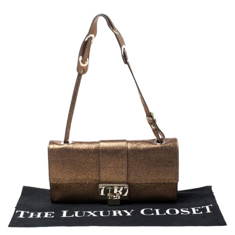 Pre Owned Jimmy Choo Metallic Gold Leather Rebel Mini Shoulder Bag
