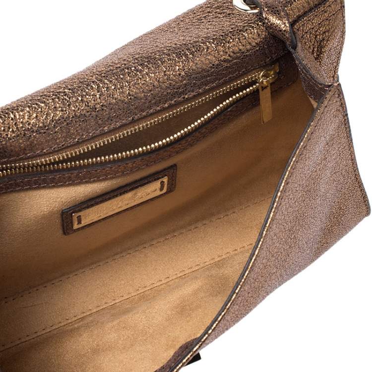 Pre Owned Jimmy Choo Metallic Gold Leather Rebel Mini Shoulder Bag