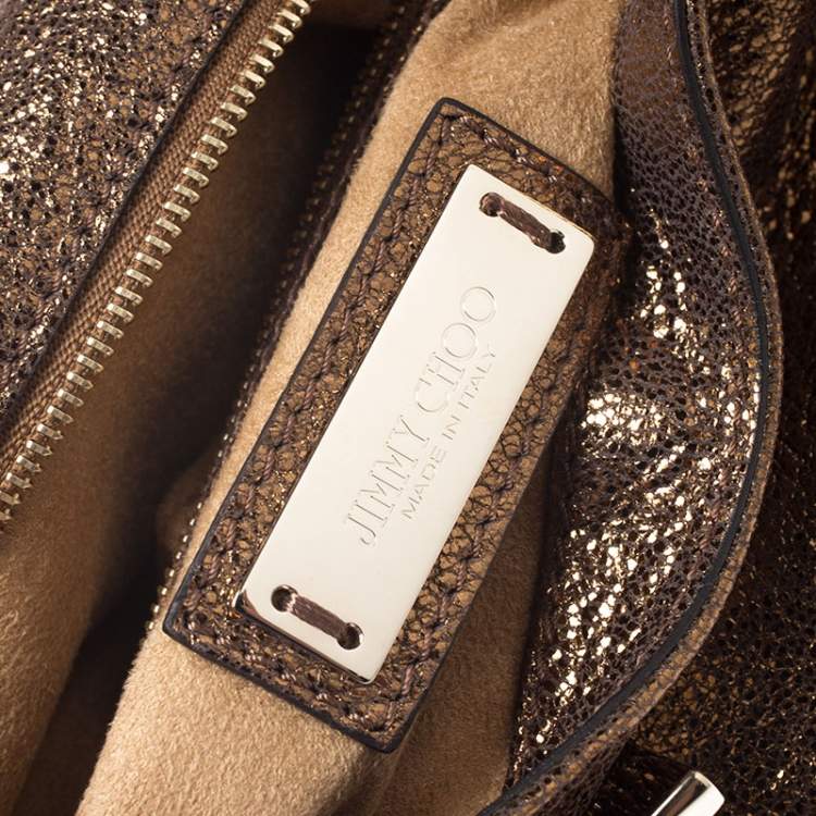 Pre Owned Jimmy Choo Metallic Gold Leather Rebel Mini Shoulder Bag