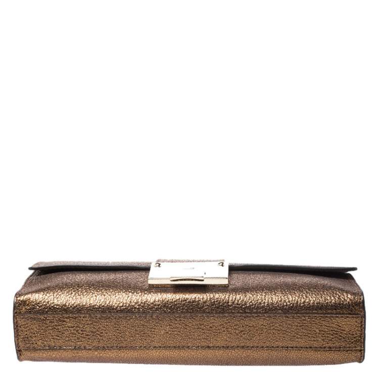 Pre Owned Jimmy Choo Metallic Gold Leather Rebel Mini Shoulder Bag