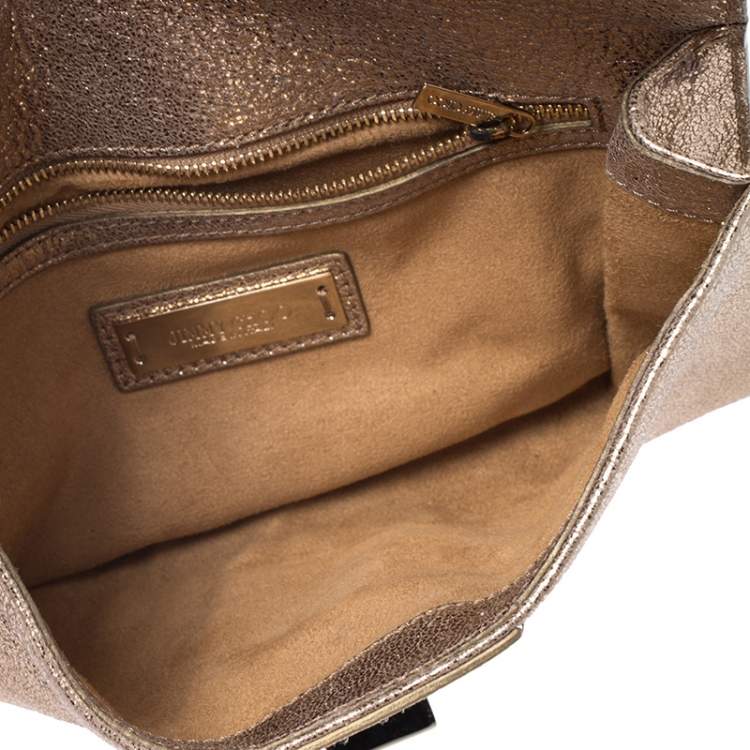 Pre Owned Jimmy Choo Gold Leather Rebel Clutch