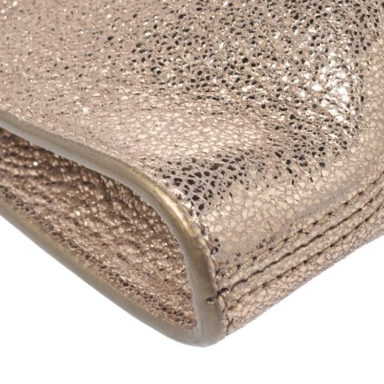 Pre Owned Jimmy Choo Gold Leather Rebel Clutch