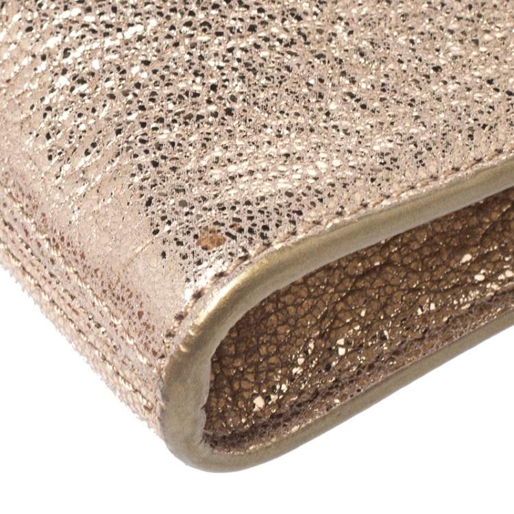 Pre Owned Jimmy Choo Gold Leather Rebel Clutch