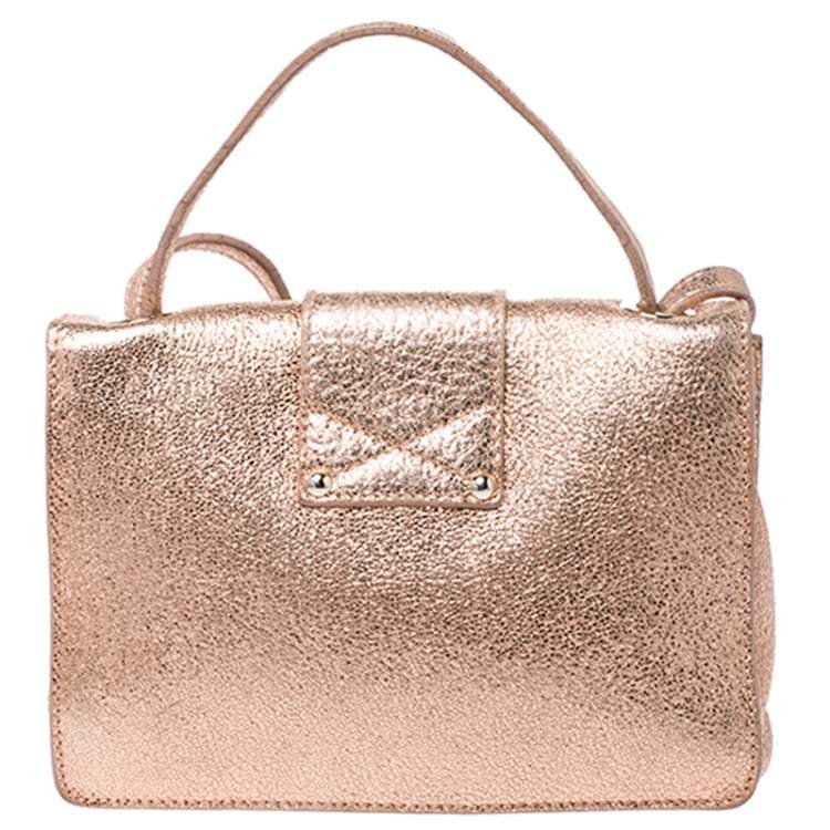 Pre Owned Jimmy Choo Rose Gold Leather Rebel Crossbody Bag
