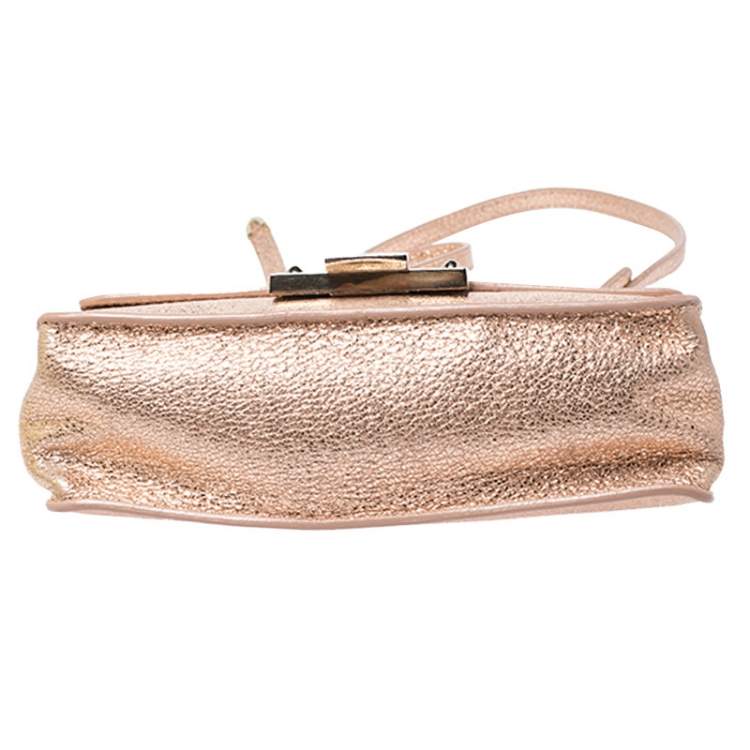 Pre Owned Jimmy Choo Rose Gold Leather Rebel Crossbody Bag
