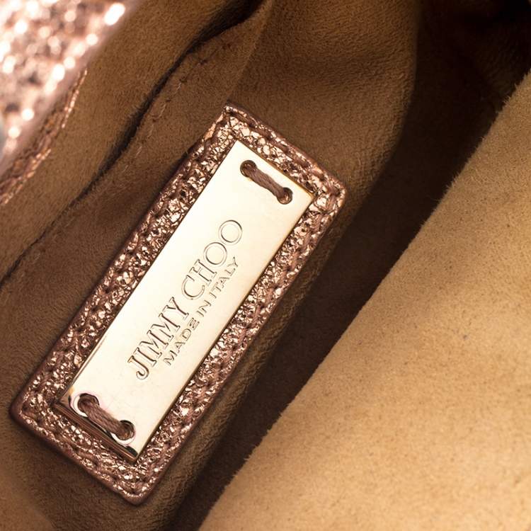 Pre Owned Jimmy Choo Rose Gold Leather Rebel Crossbody Bag