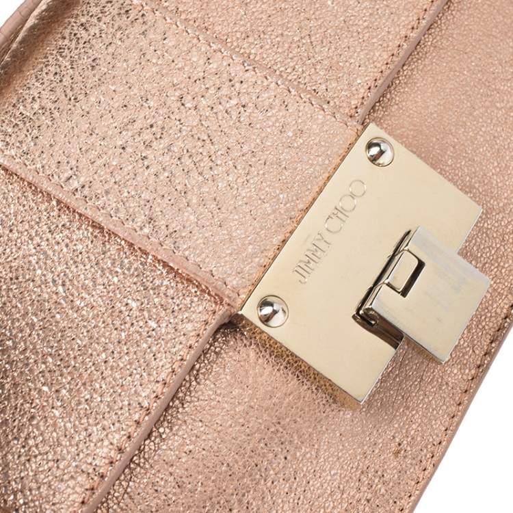 Pre Owned Jimmy Choo Rose Gold Leather Rebel Crossbody Bag