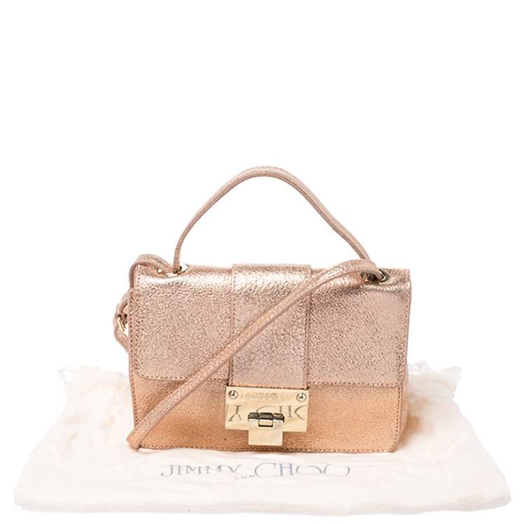 Pre Owned Jimmy Choo Rose Gold Leather Rebel Crossbody Bag