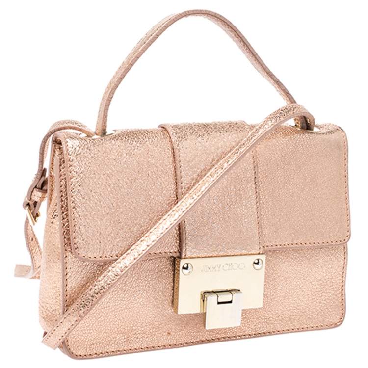 Pre Owned Jimmy Choo Rose Gold Leather Rebel Crossbody Bag