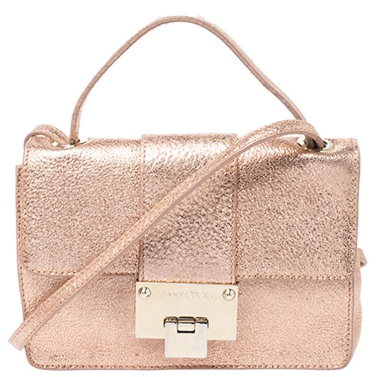 Pre Owned Jimmy Choo Rose Gold Leather Rebel Crossbody Bag