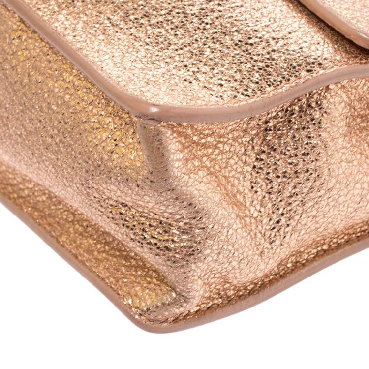 Pre Owned Jimmy Choo Rose Gold Leather Rebel Crossbody Bag