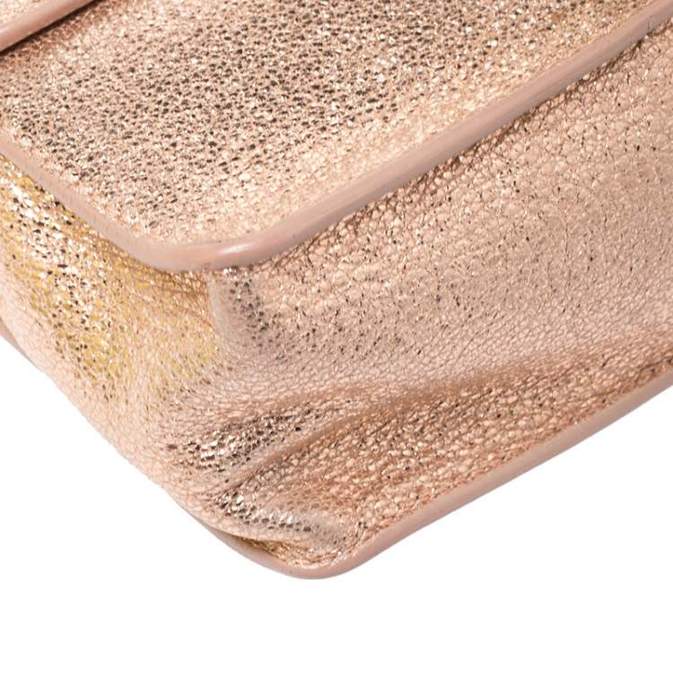 Pre Owned Jimmy Choo Rose Gold Leather Rebel Crossbody Bag