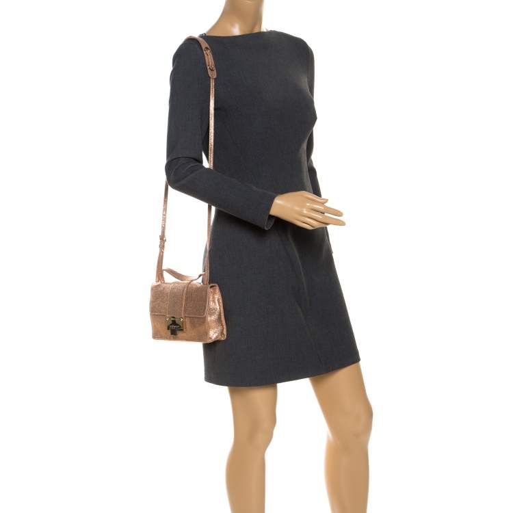 Pre Owned Jimmy Choo Rose Gold Leather Rebel Crossbody Bag