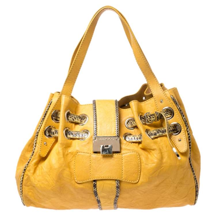 Jimmy Choo Yellow Leather Python Trimmed Riki Tote Jimmy Choo | The ...