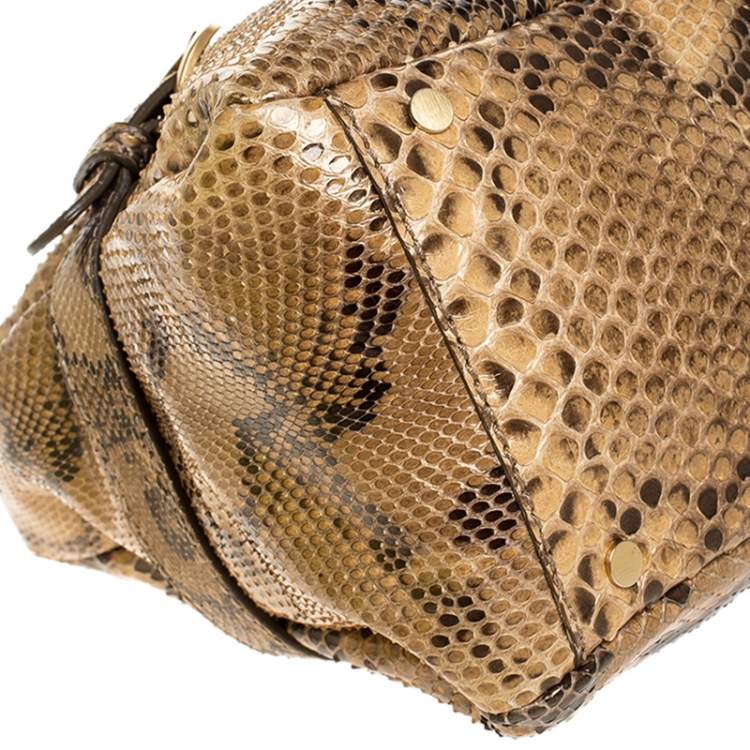 Pre Owned Jimmy Choo Brown Python Tulita Shoulder Bag
