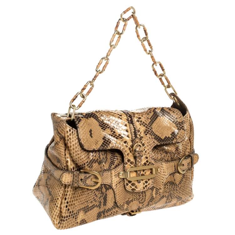 Pre Owned Jimmy Choo Brown Python Tulita Shoulder Bag