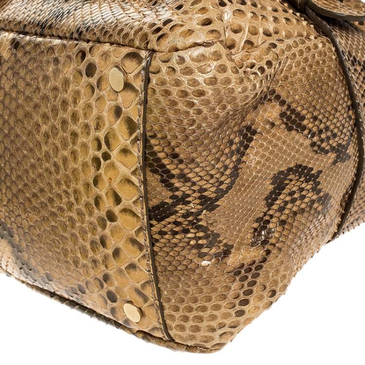 Pre Owned Jimmy Choo Brown Python Tulita Shoulder Bag
