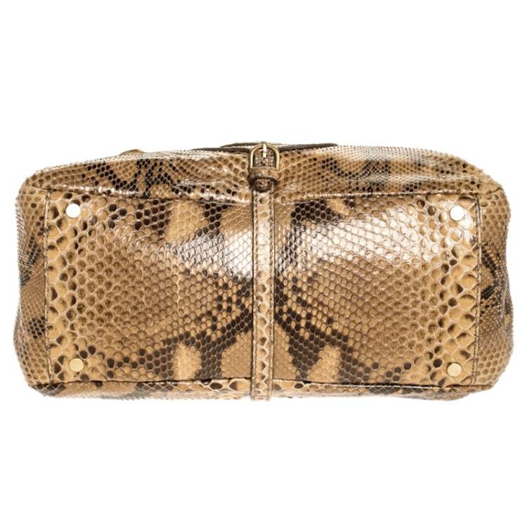 Pre Owned Jimmy Choo Brown Python Tulita Shoulder Bag