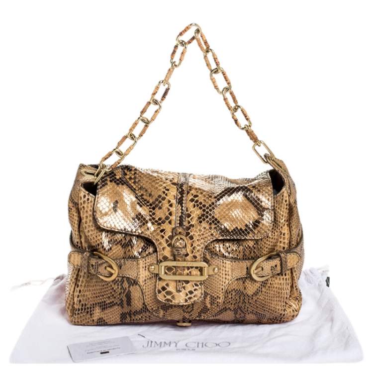 Pre Owned Jimmy Choo Brown Python Tulita Shoulder Bag