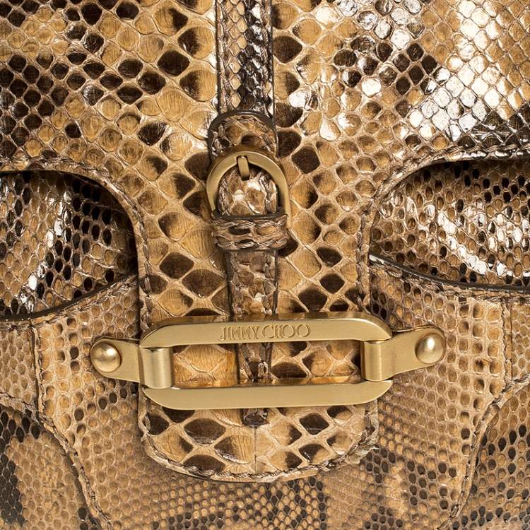 Pre Owned Jimmy Choo Brown Python Tulita Shoulder Bag