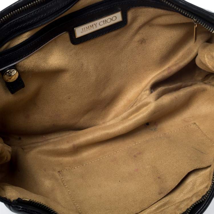 Pre Owned Jimmy Choo Black Leather Tassel Clutch