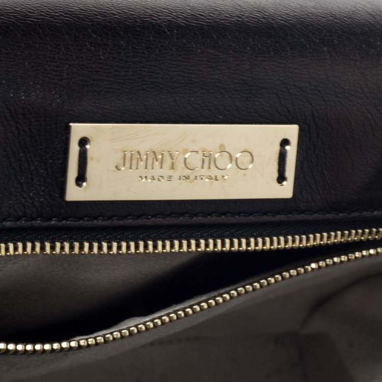 Pre Owned Jimmy Choo Black Leather and Snakeskin Trim Alba Shoulder Bag