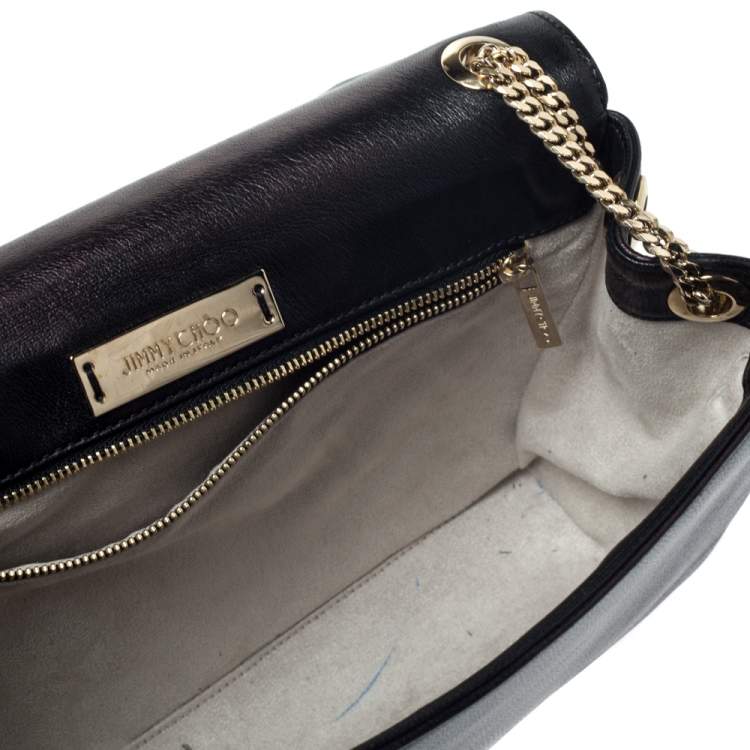 Pre Owned Jimmy Choo Black Leather and Snakeskin Trim Alba Shoulder Bag