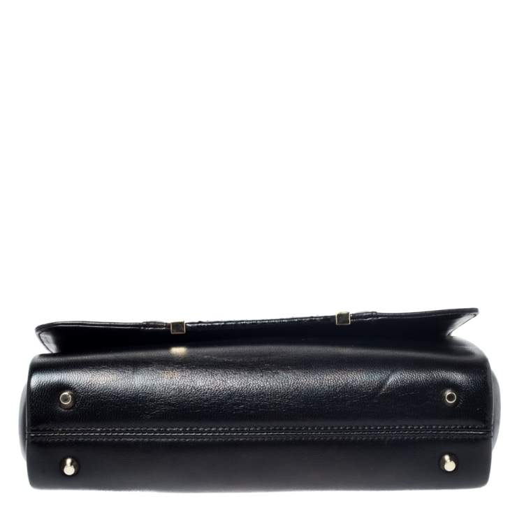 Pre Owned Jimmy Choo Black Leather and Snakeskin Trim Alba Shoulder Bag