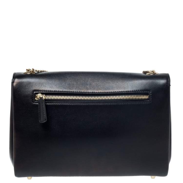 Pre Owned Jimmy Choo Black Leather and Snakeskin Trim Alba Shoulder Bag