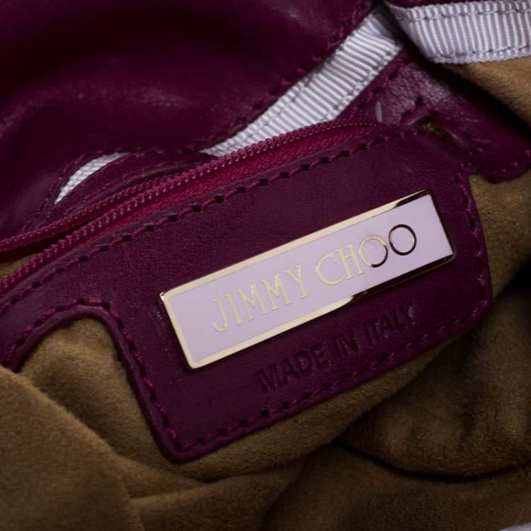 Pre Owned Jimmy Choo Purple Leather Flap Clutch