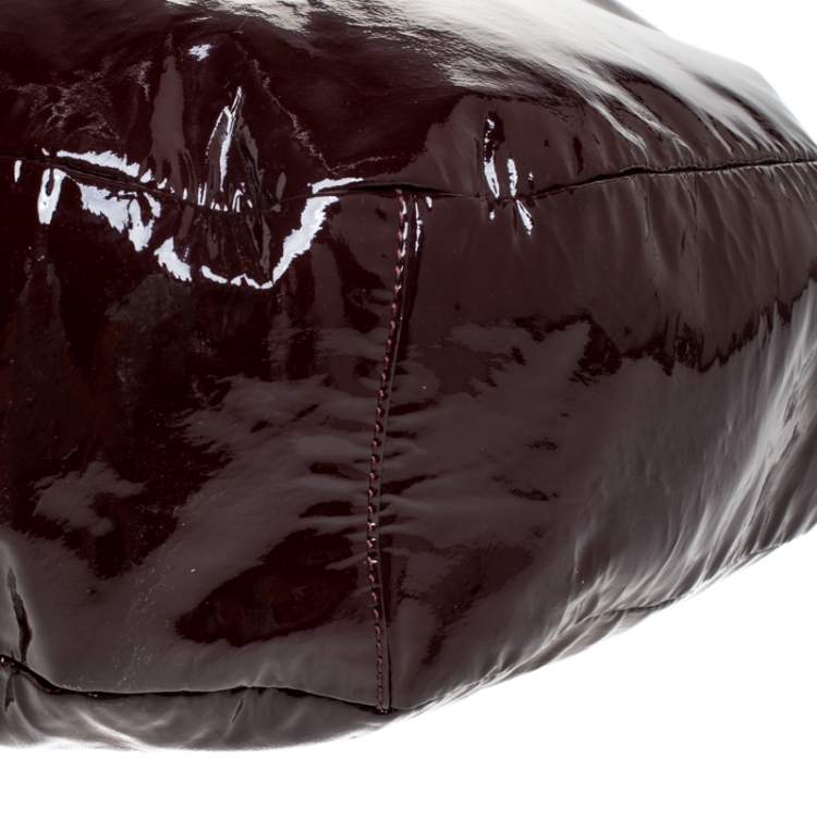 Pre Owned Jimmy Choo Maroon Patent Leather Studded Peace Sky Hobos