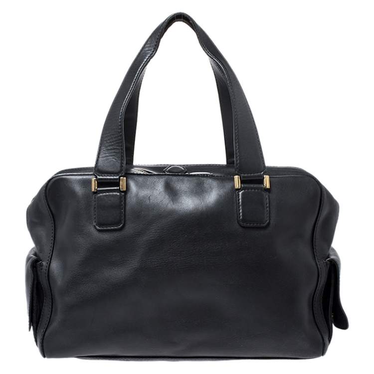 Pre Owned Jimmy Choo Black/Beige Leopard Print Calfhair and Leather Catherine Satchel