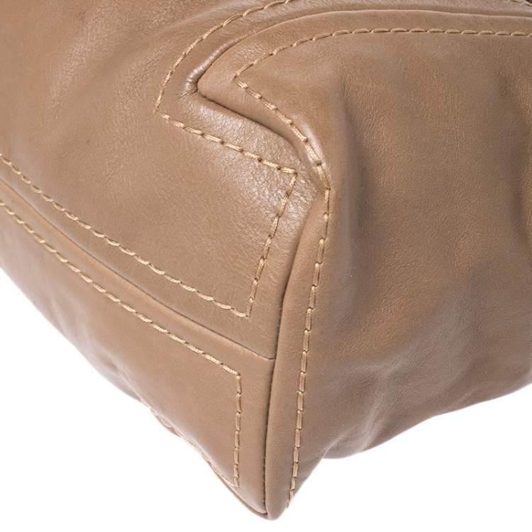 Pre Owned Jimmy Choo Light Brown Leather Saba Hobo Bag