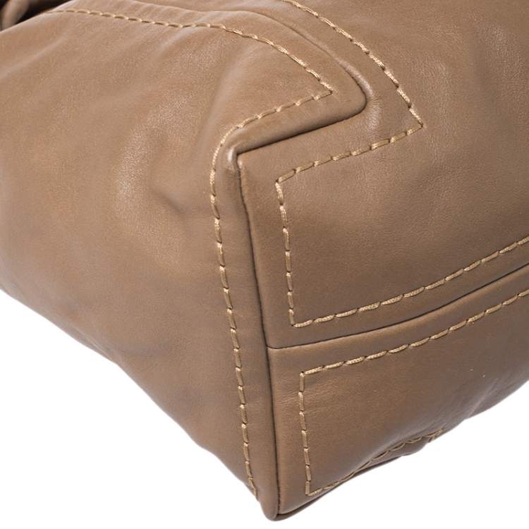Pre Owned Jimmy Choo Light Brown Leather Saba Hobo Bag