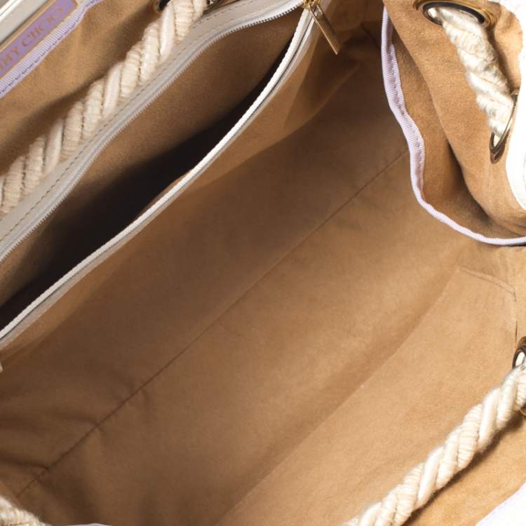 Pre Owned Jimmy Choo Cream Leather Rosa Tassel Satchel