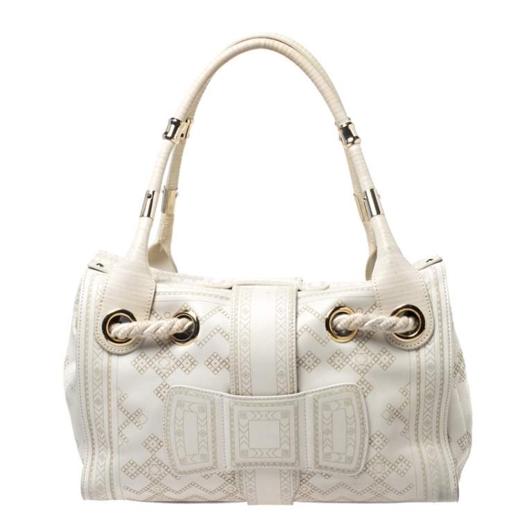 Pre Owned Jimmy Choo Cream Leather Rosa Tassel Satchel