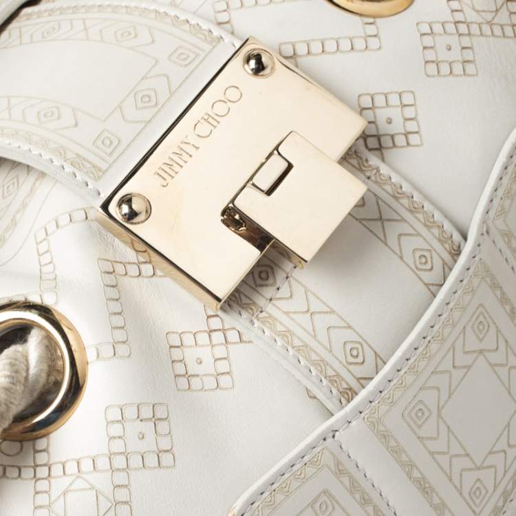 Pre Owned Jimmy Choo Cream Leather Rosa Tassel Satchel